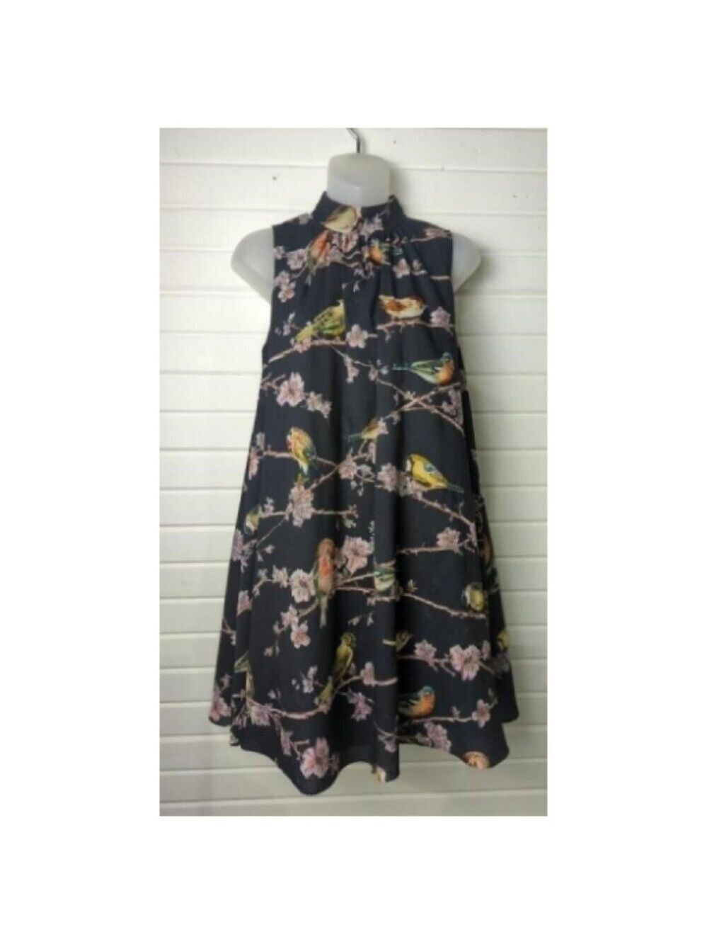 Ted Baker - Black w/ Bird & Floral Print Detail Dress Sz 0